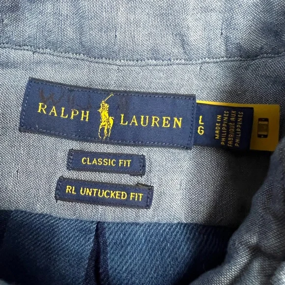RECENT Polo Ralph Lauren Indigo Double Face Shirt L - Picture 3 of 5